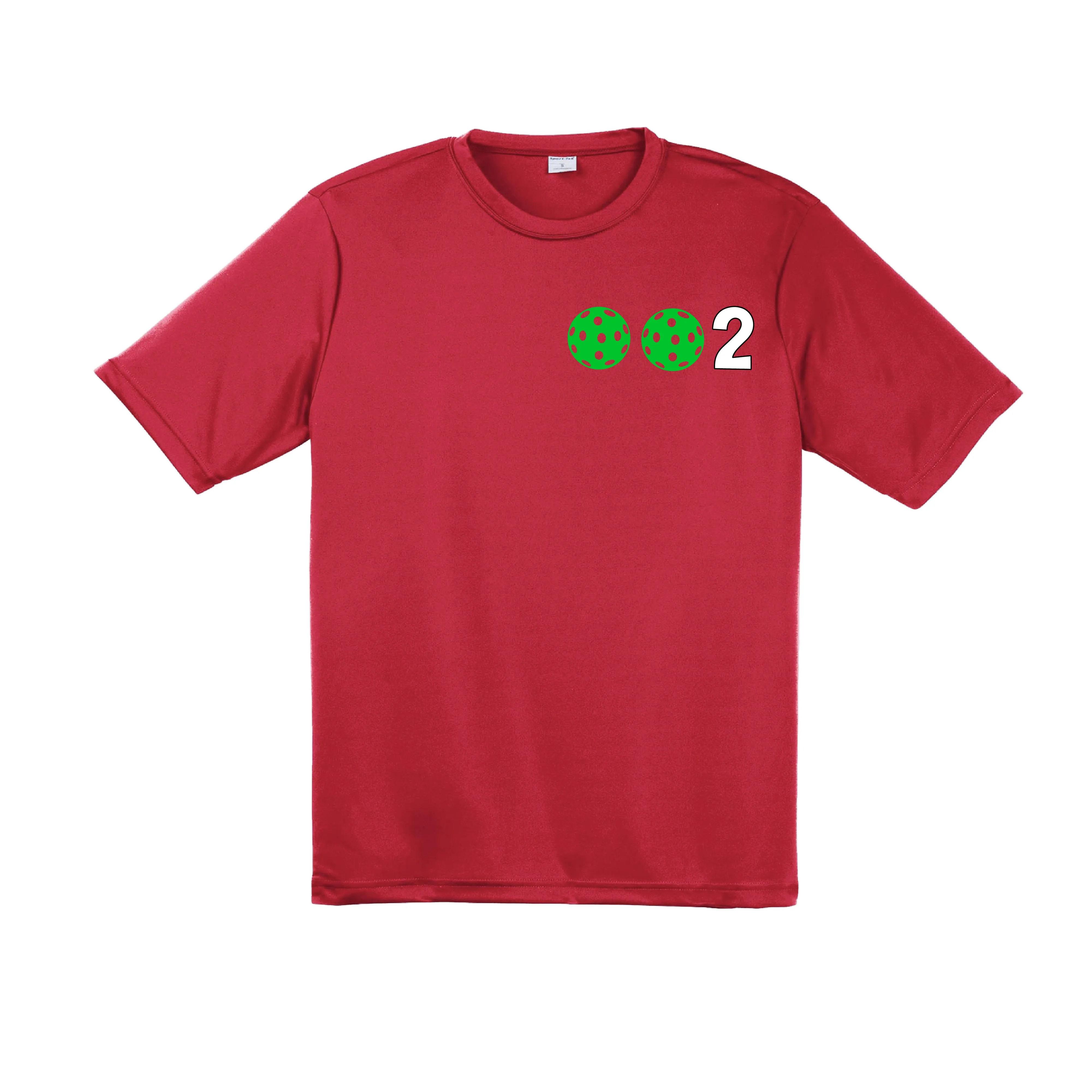 002 With Pickleballs (Red Green Orange) Customizable | Men's Short Sleeve Pickleball Shirt | 100% Polyester