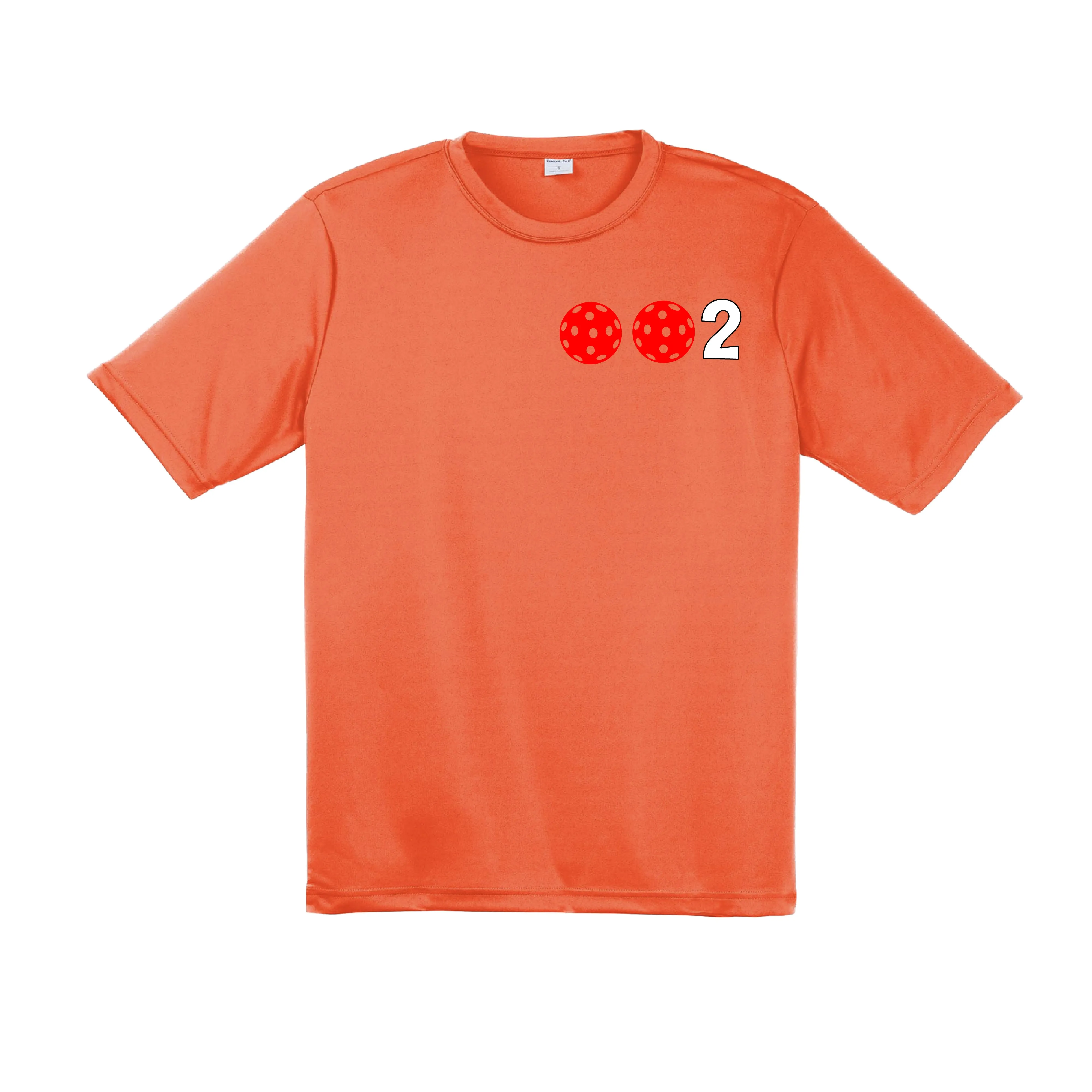 002 With Pickleballs (Red Green Orange) Customizable | Men's Short Sleeve Pickleball Shirt | 100% Polyester