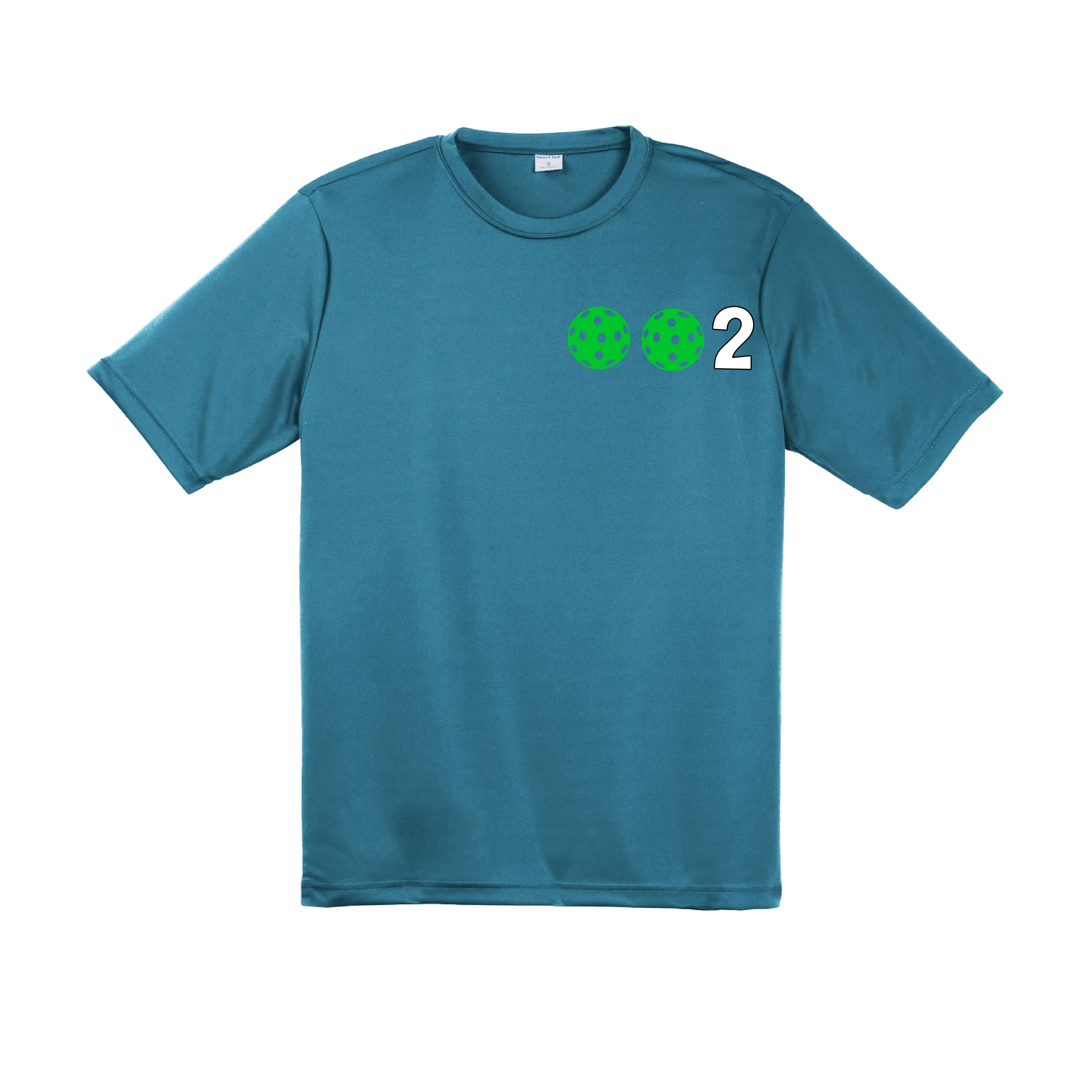 002 With Pickleballs (Red Green Orange) Customizable | Men's Short Sleeve Pickleball Shirt | 100% Polyester