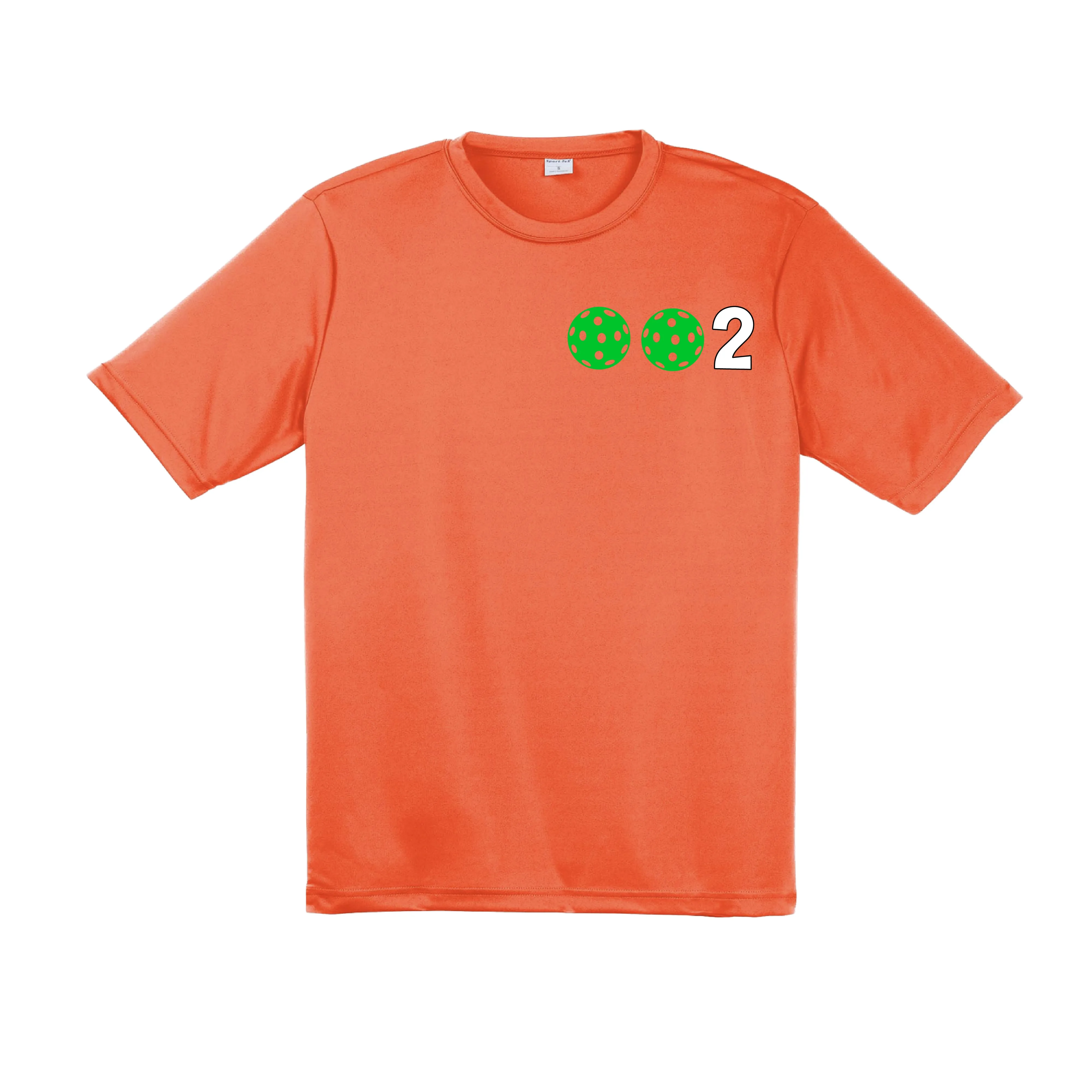 002 With Pickleballs (Red Green Orange) Customizable | Men's Short Sleeve Pickleball Shirt | 100% Polyester