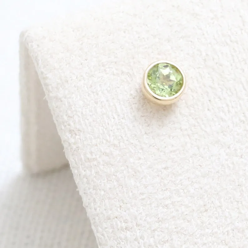 14K 18K Solid Gold 0.25ct Genuine Peridot Bezel Cartilage Tragus Helix Piercing