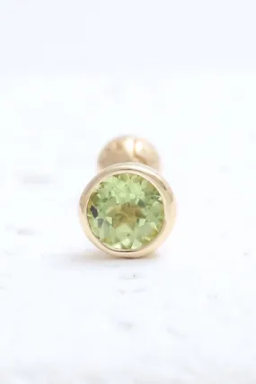 14K 18K Solid Gold 0.25ct Genuine Peridot Bezel Cartilage Tragus Helix Piercing