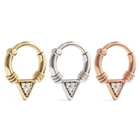 14K Gold Diamond Triangle Helix Hoop