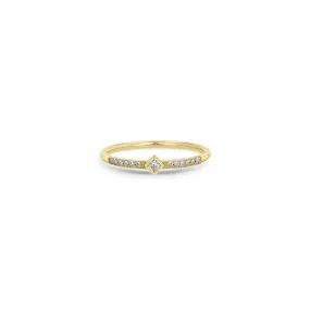 14k Princess Diamond with Demi Pavé Band Ring