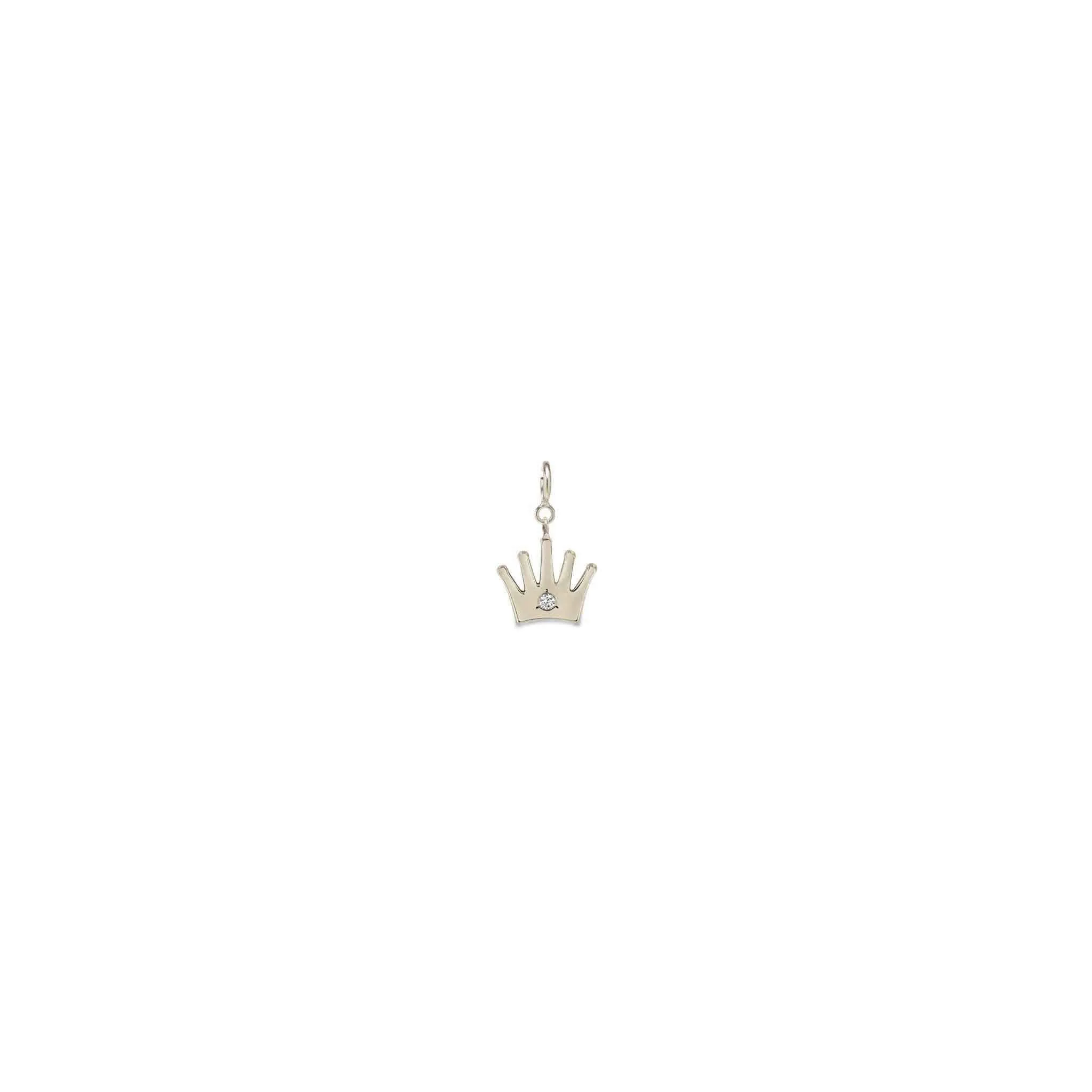 14k Single Midi Bitty Diamond Crown Charm