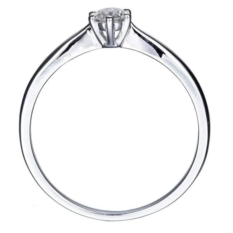 14k White Gold Solitaire Moissanite Ring 0.2ct