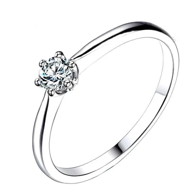 14k White Gold Solitaire Moissanite Ring 0.2ct