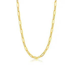 18K Solid Gold Paperclip Chain Necklace Paperclip Chain Necklace For Women Girls Gift