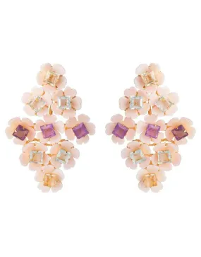 2-in-1 Pink Shell, Amethyst Blue & Lemon Quartz Earrings