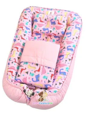 3 in 1 Babycuddle Bed Set - Dino in Pink