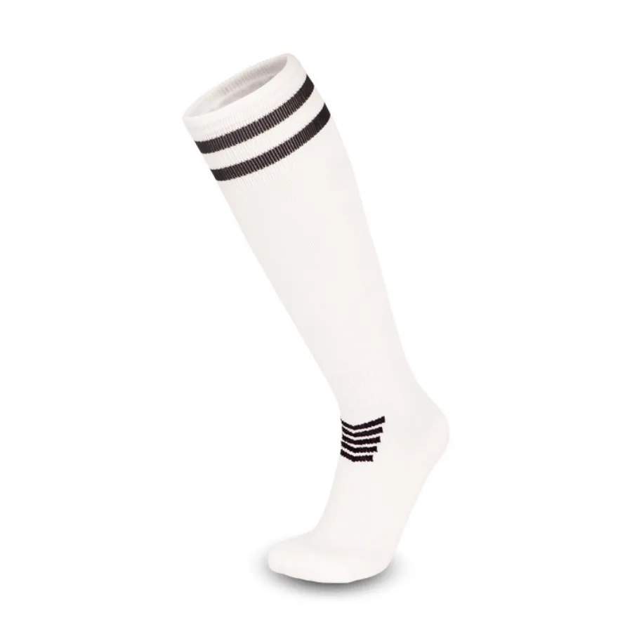 3 Pack Junior White Football Socks with Black Striped