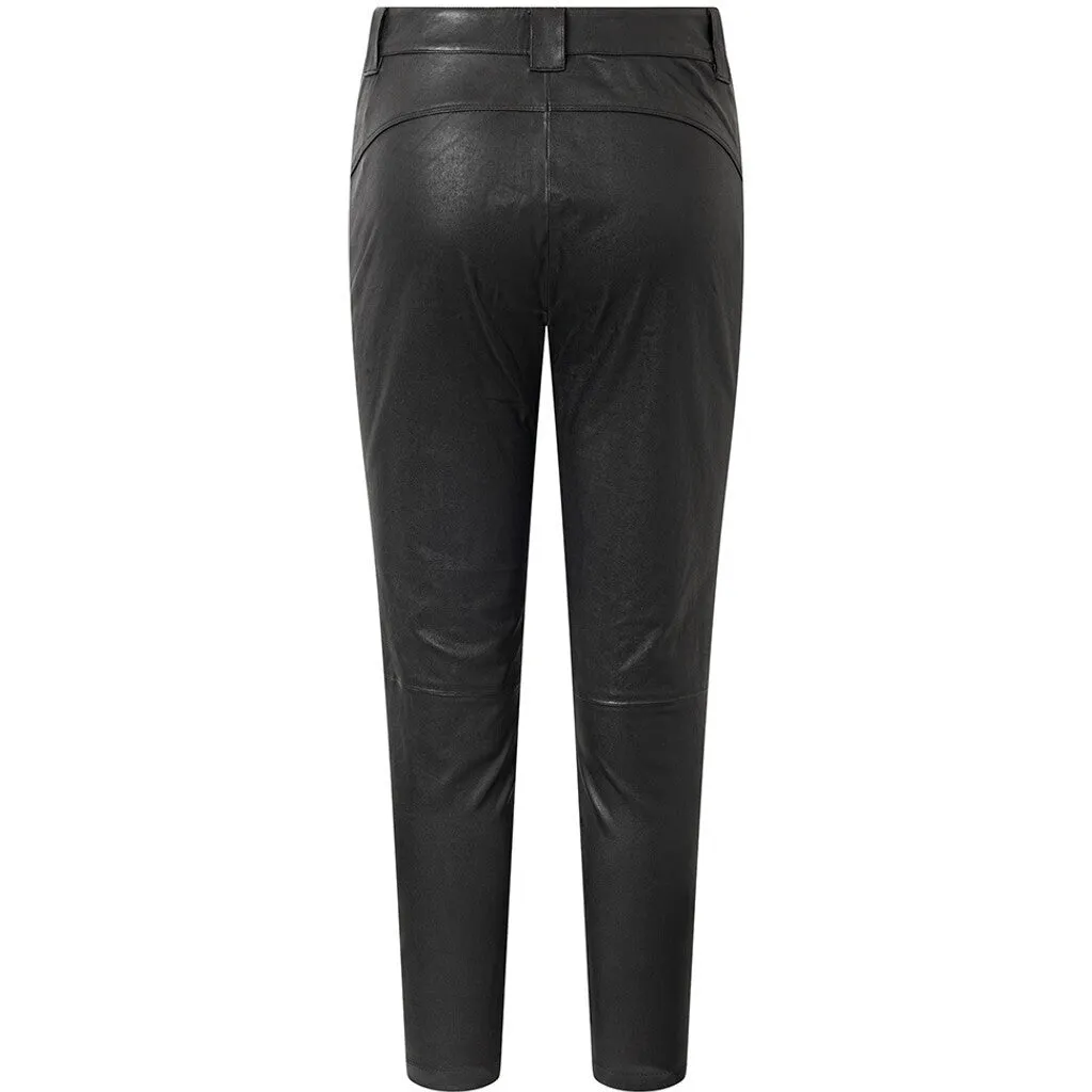 7/8 part chino leather pants in nice stretch quality / 50970 - Black (Nero)