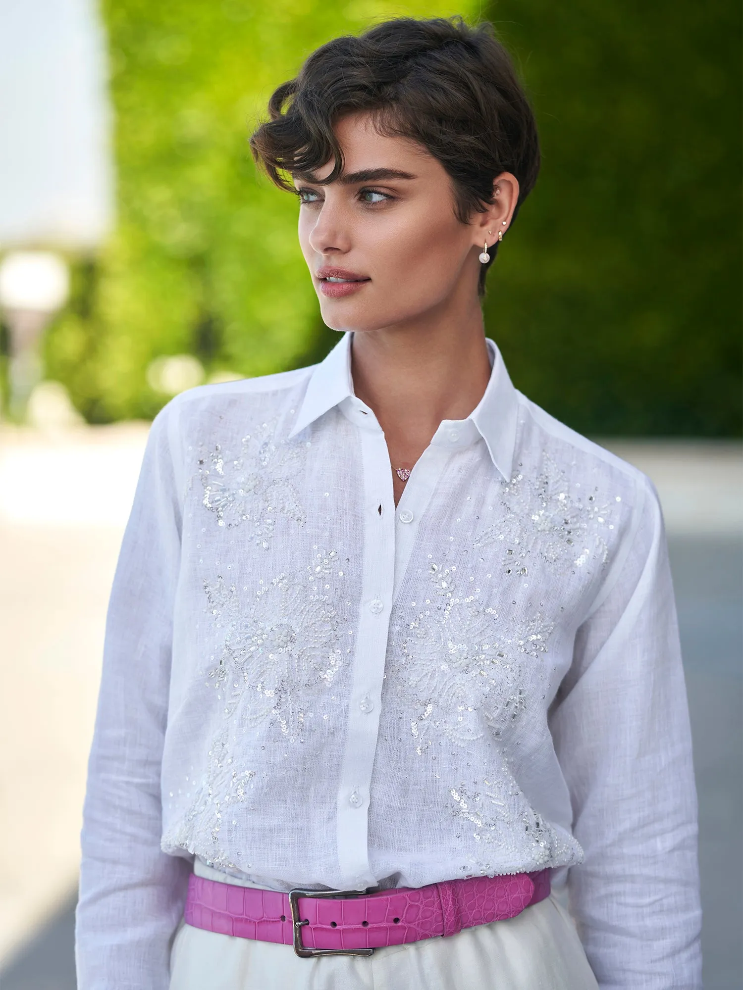 Agatha Beaded Linen Shirt