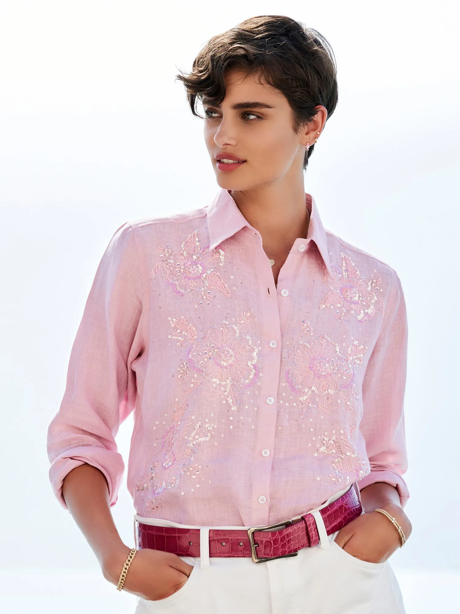 Agatha Beaded Linen Shirt