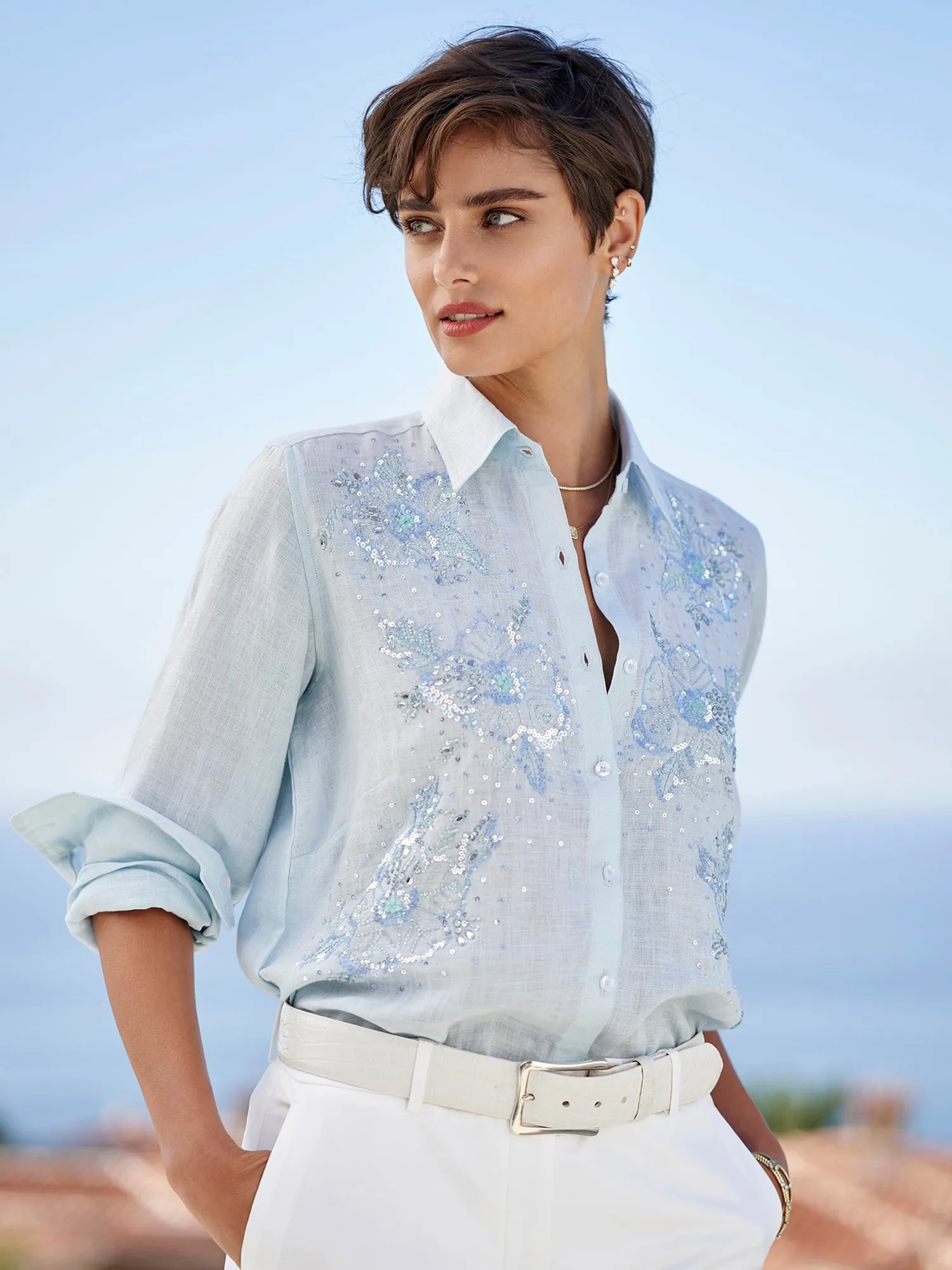 Agatha Beaded Linen Shirt