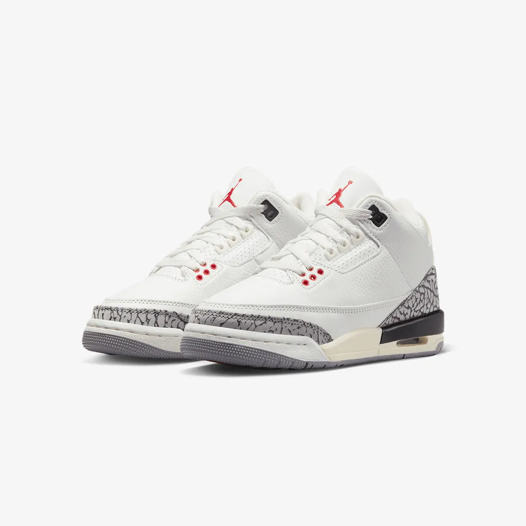 AIR JORDAN 3 RETRO 'SUMMIT WHITE/FIRE RED-BLACK-CEMENT GREY' (GS)