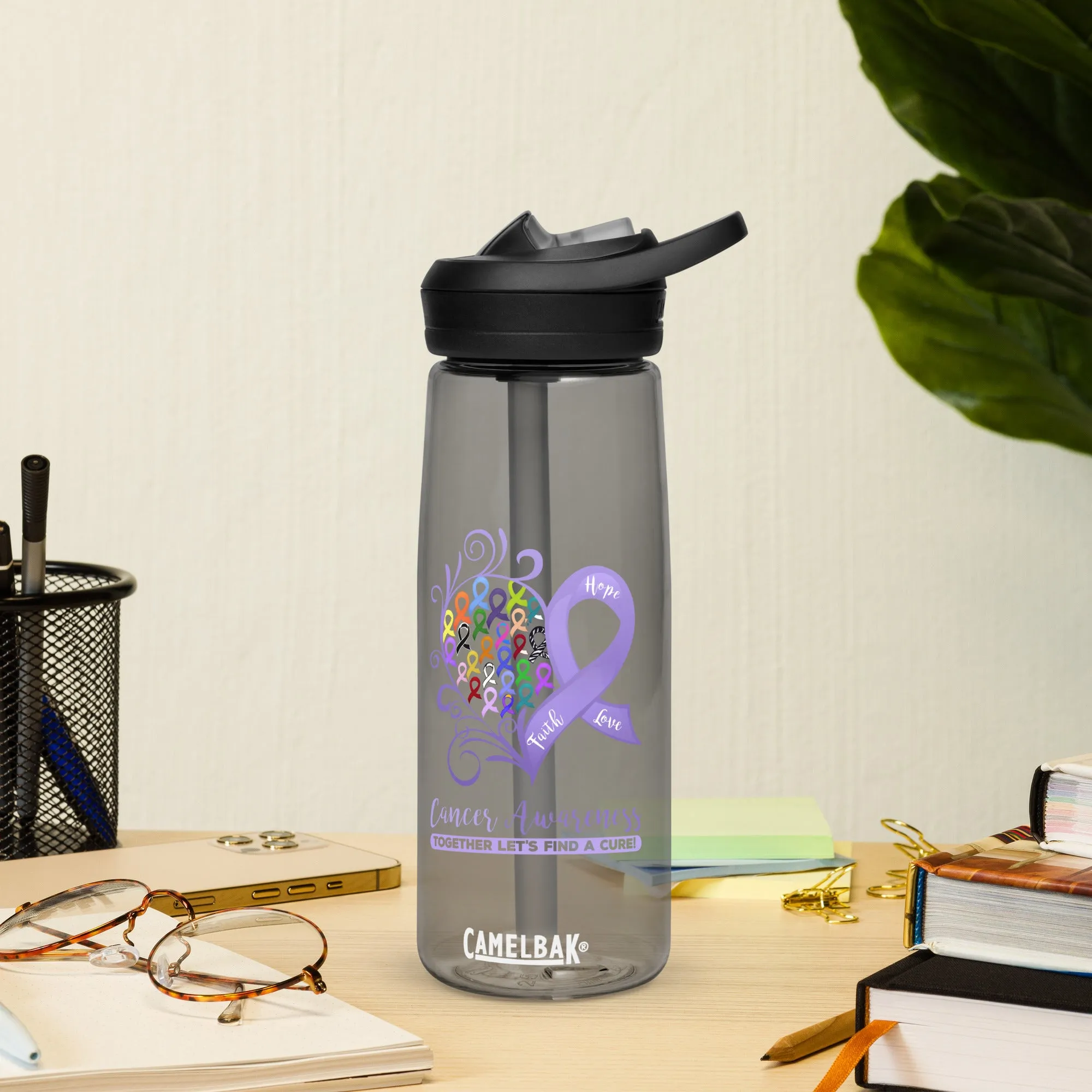 All Cancer Awareness Heart Sports Water Bottle | CamelBak Eddy® 