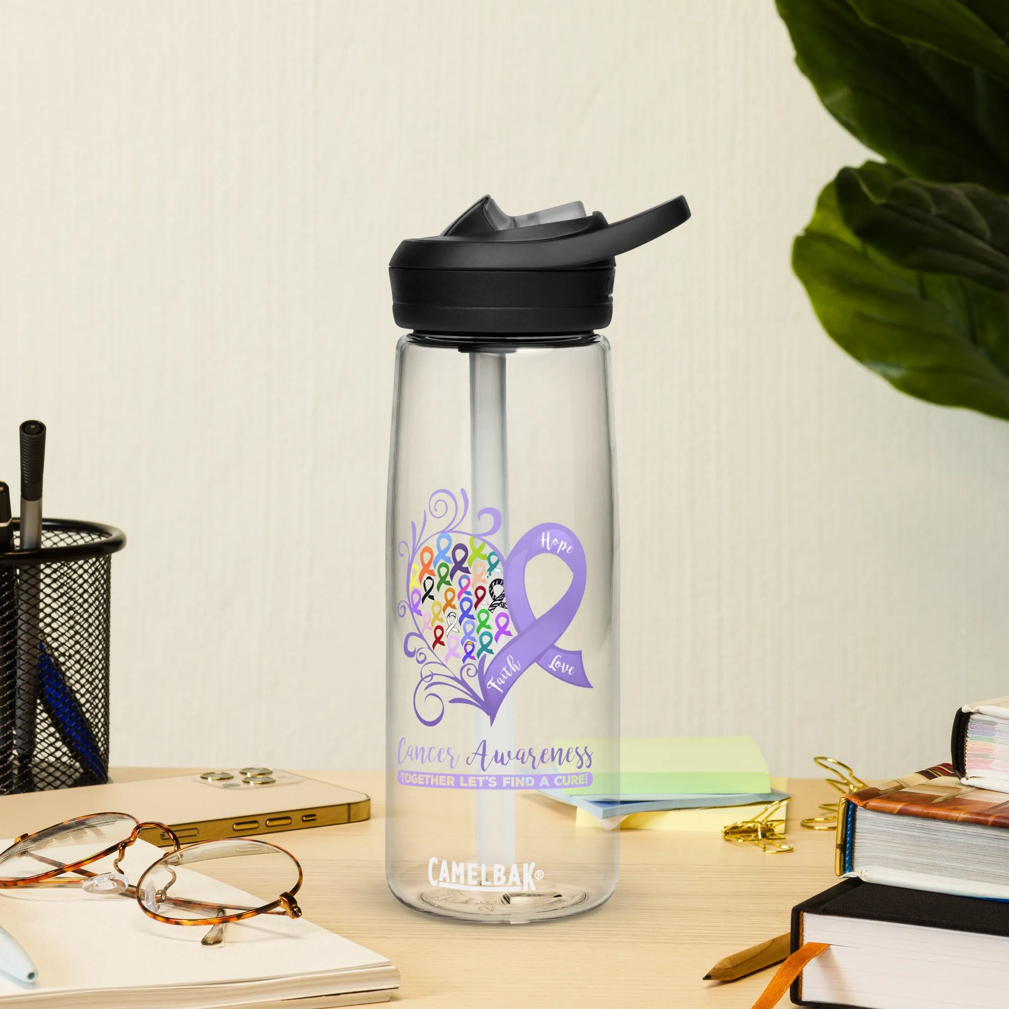 All Cancer Awareness Heart Sports Water Bottle | CamelBak Eddy® 