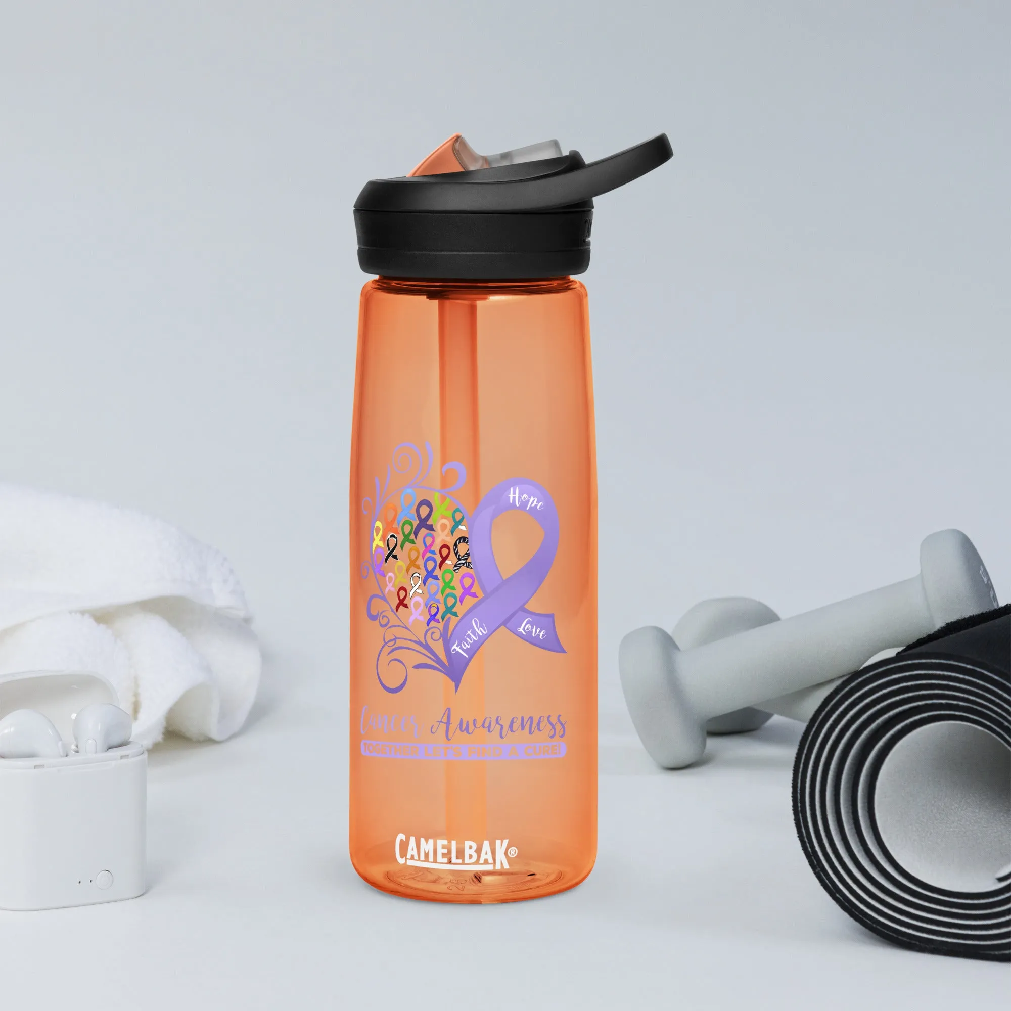 All Cancer Awareness Heart Sports Water Bottle | CamelBak Eddy® 