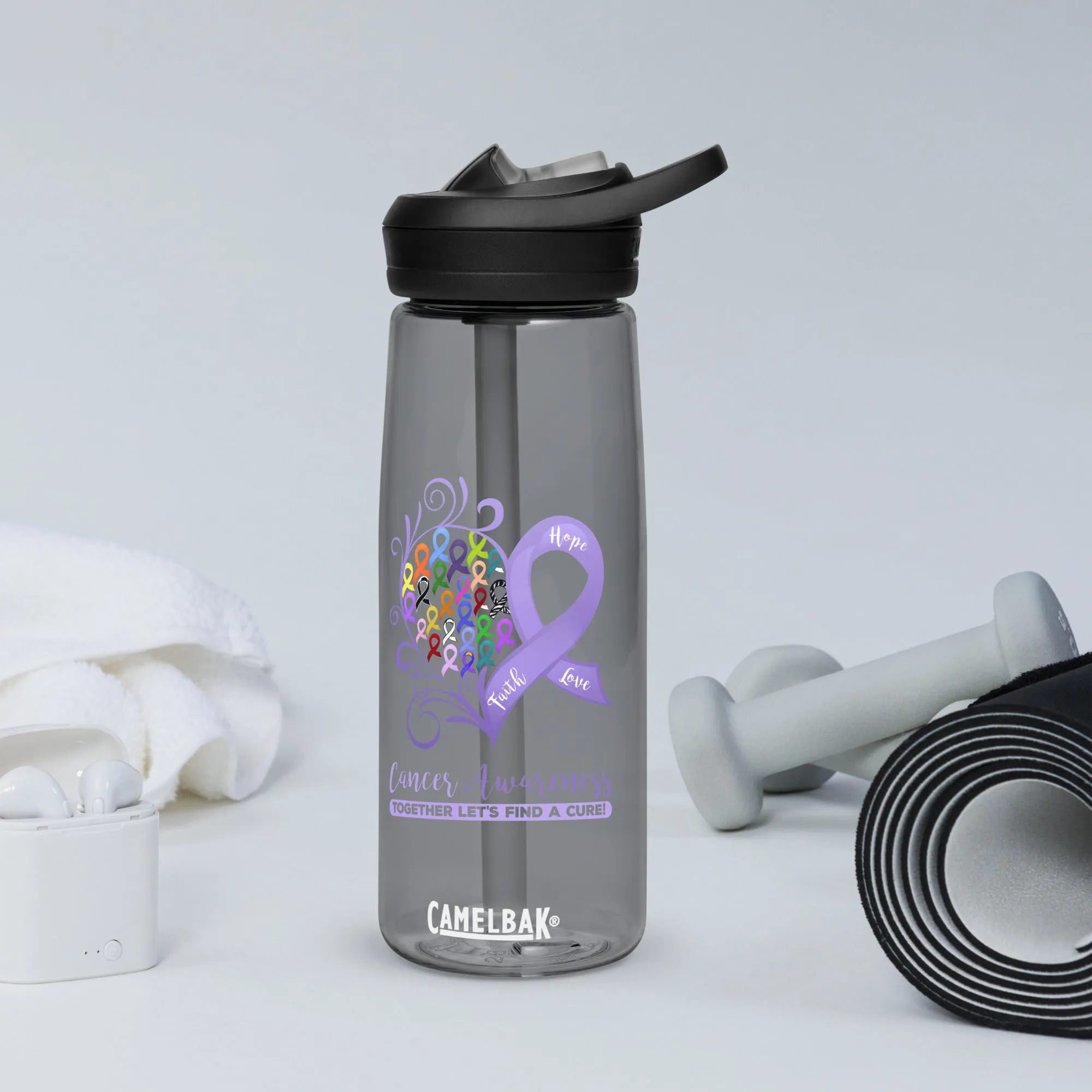 All Cancer Awareness Heart Sports Water Bottle | CamelBak Eddy® 