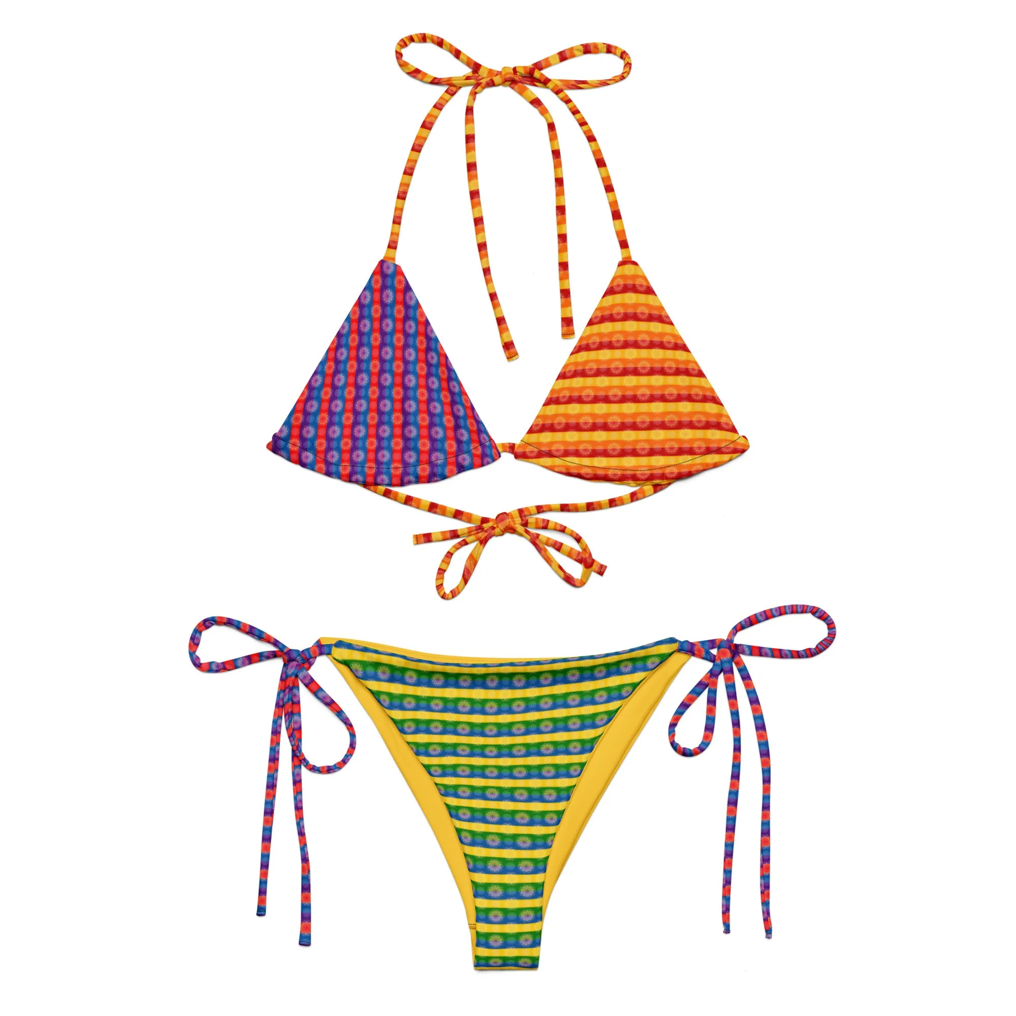 All-over print recycled string bikini