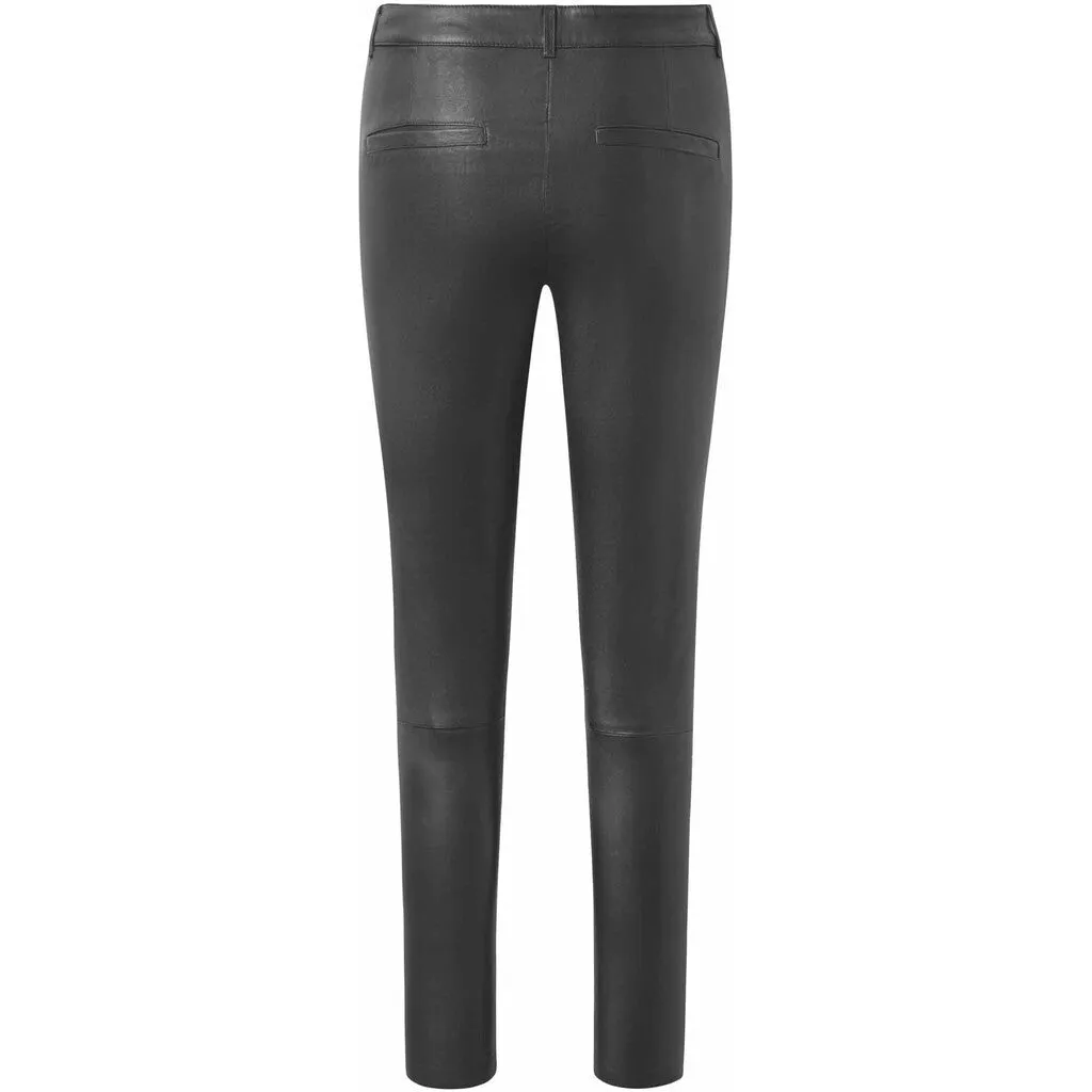 Amelia RW stretch chino leather pant 7/8 length / 14254 - Dark grey