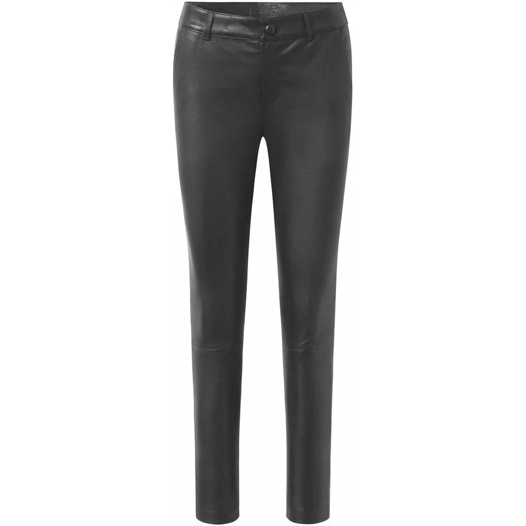 Amelia RW stretch chino leather pant 7/8 length / 14254 - Dark grey