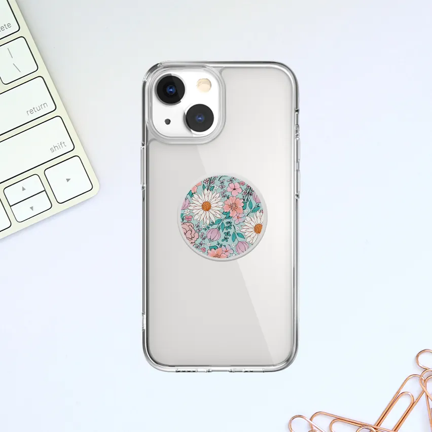 Aqua Boho Floral Phone Grip