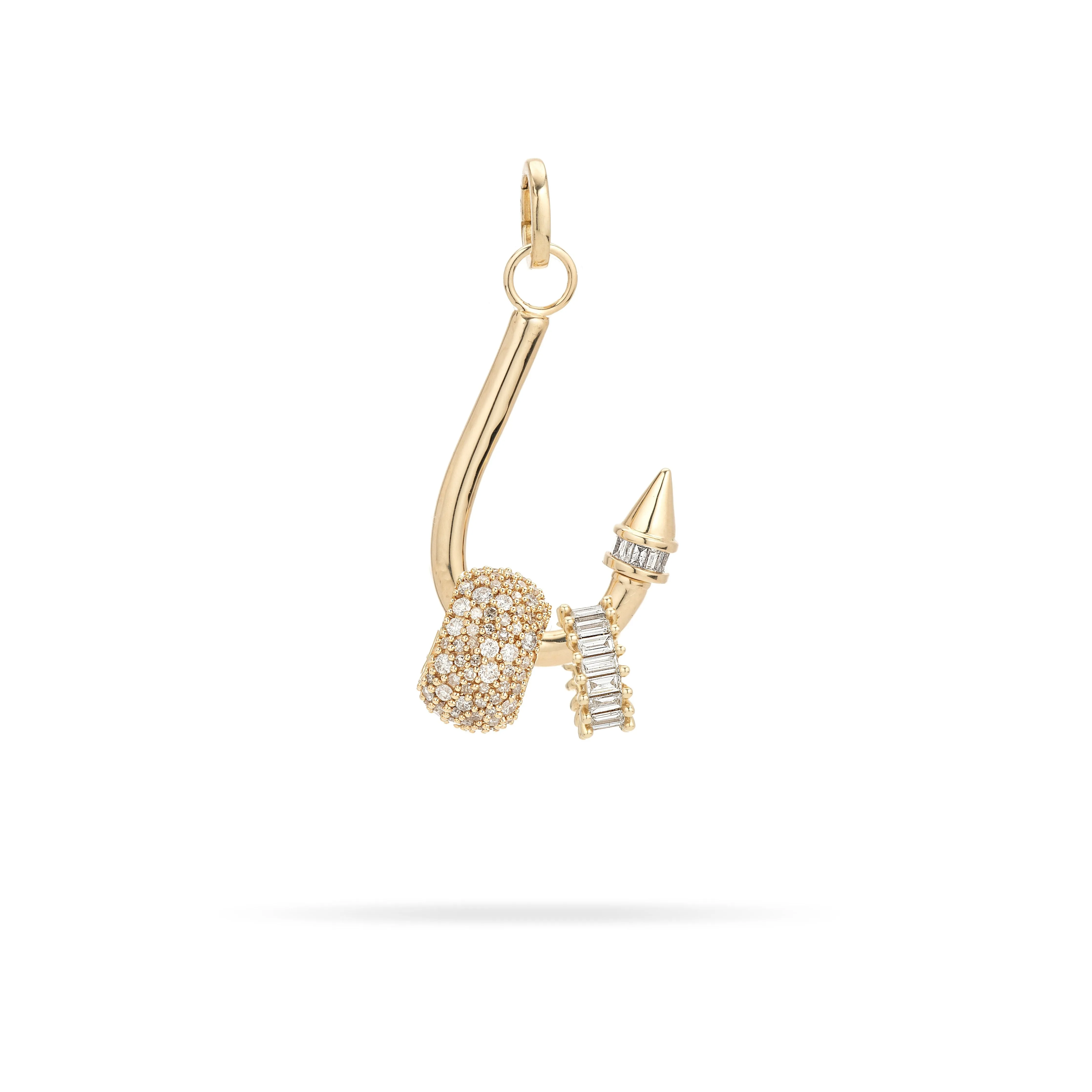 Baguette Diamond Fish Hook Charm