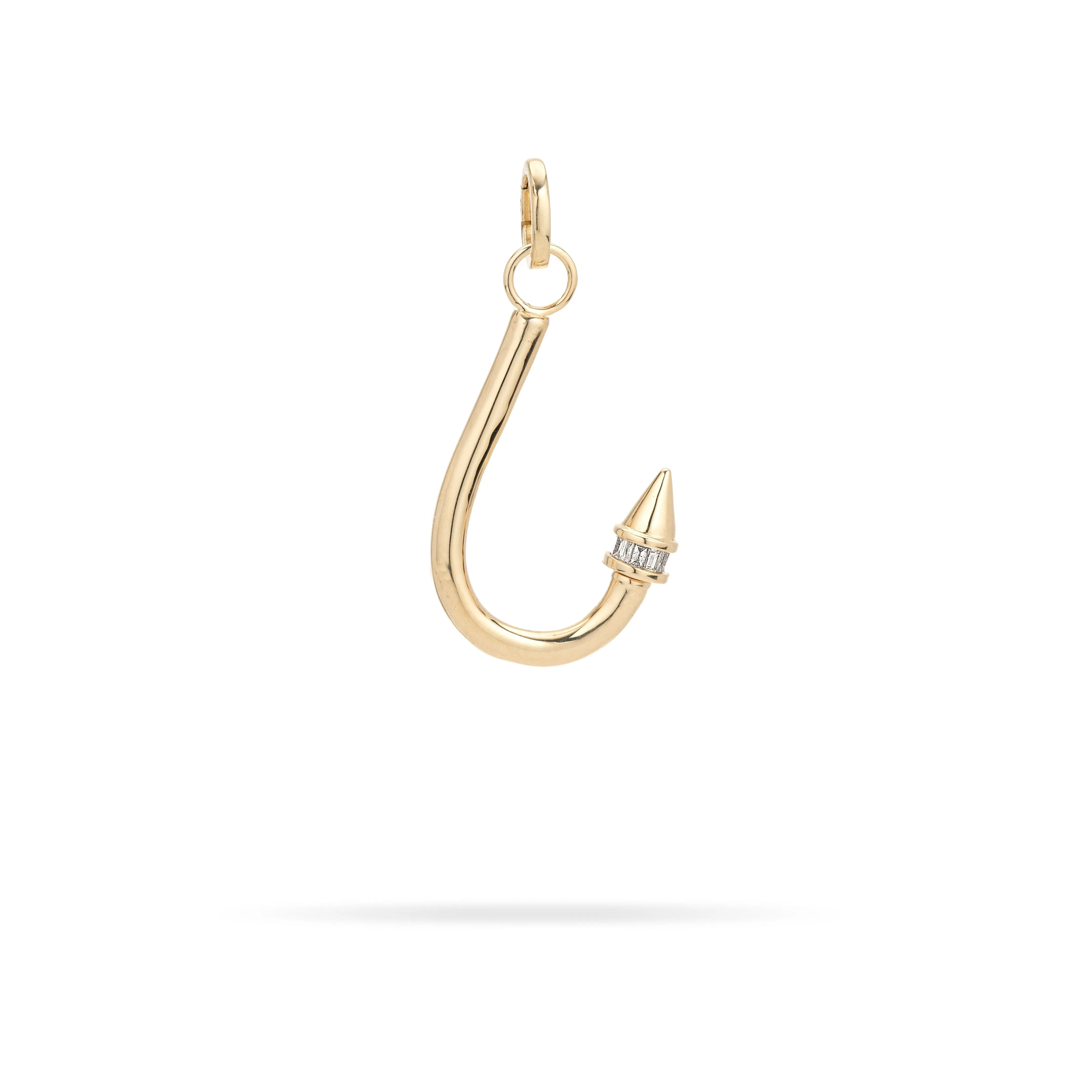 Baguette Diamond Fish Hook Charm