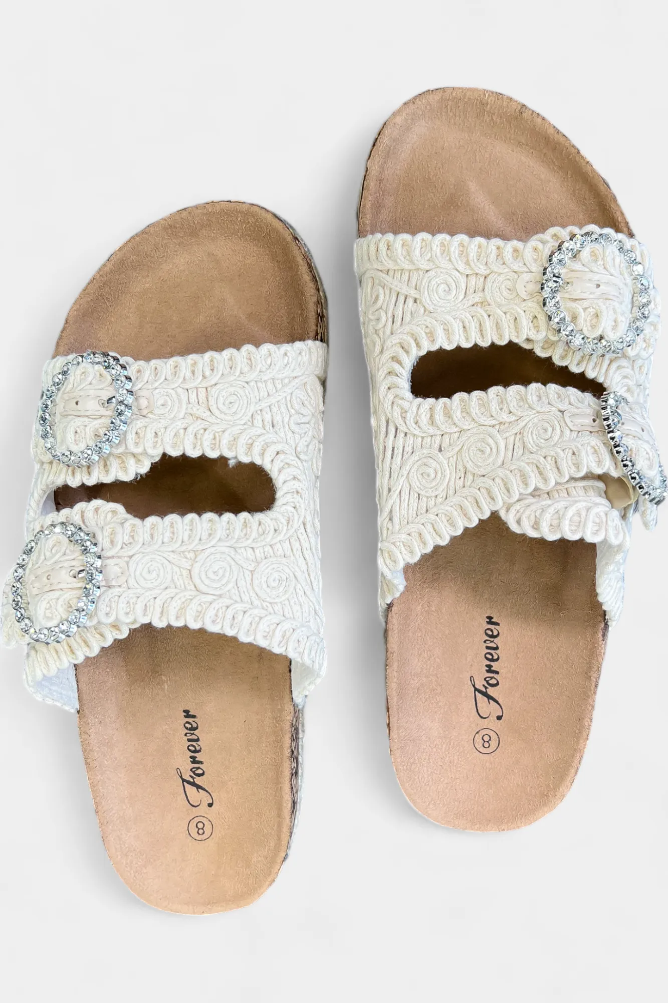 Beige Knit Slip On Sandals