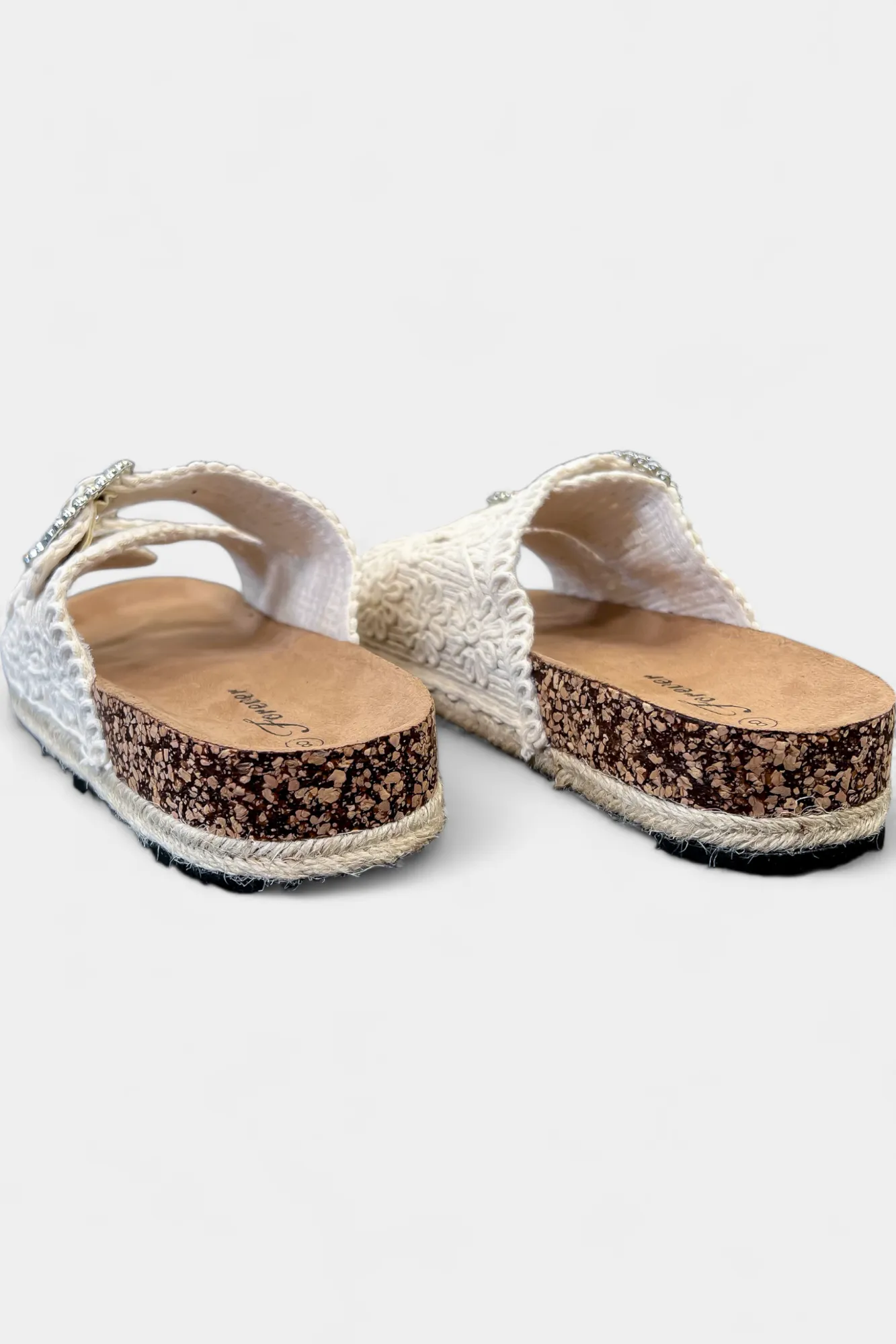 Beige Knit Slip On Sandals