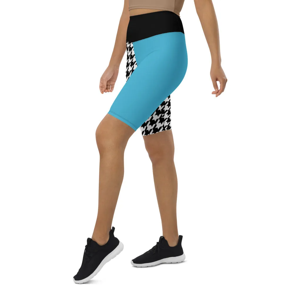 Biker Shorts Teal and Houndstooth