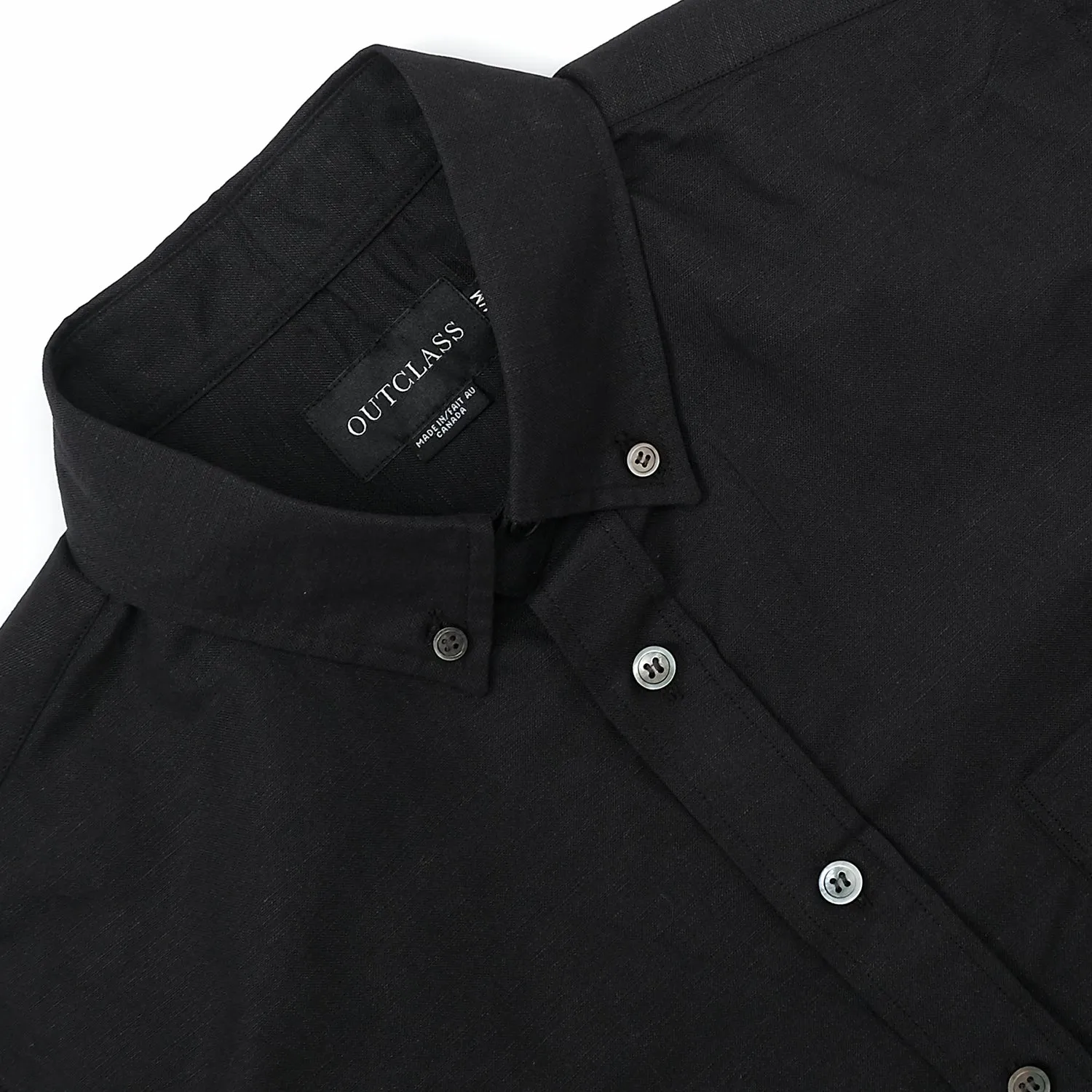 Black Linen Blend L/S Shirt