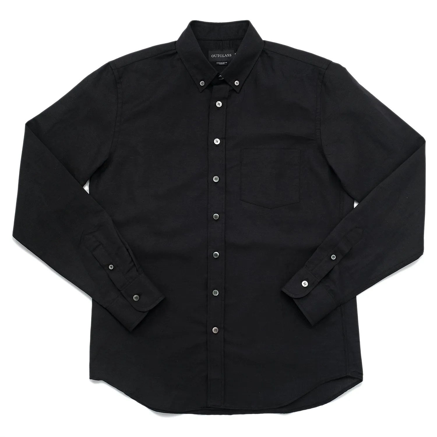 Black Linen Blend L/S Shirt