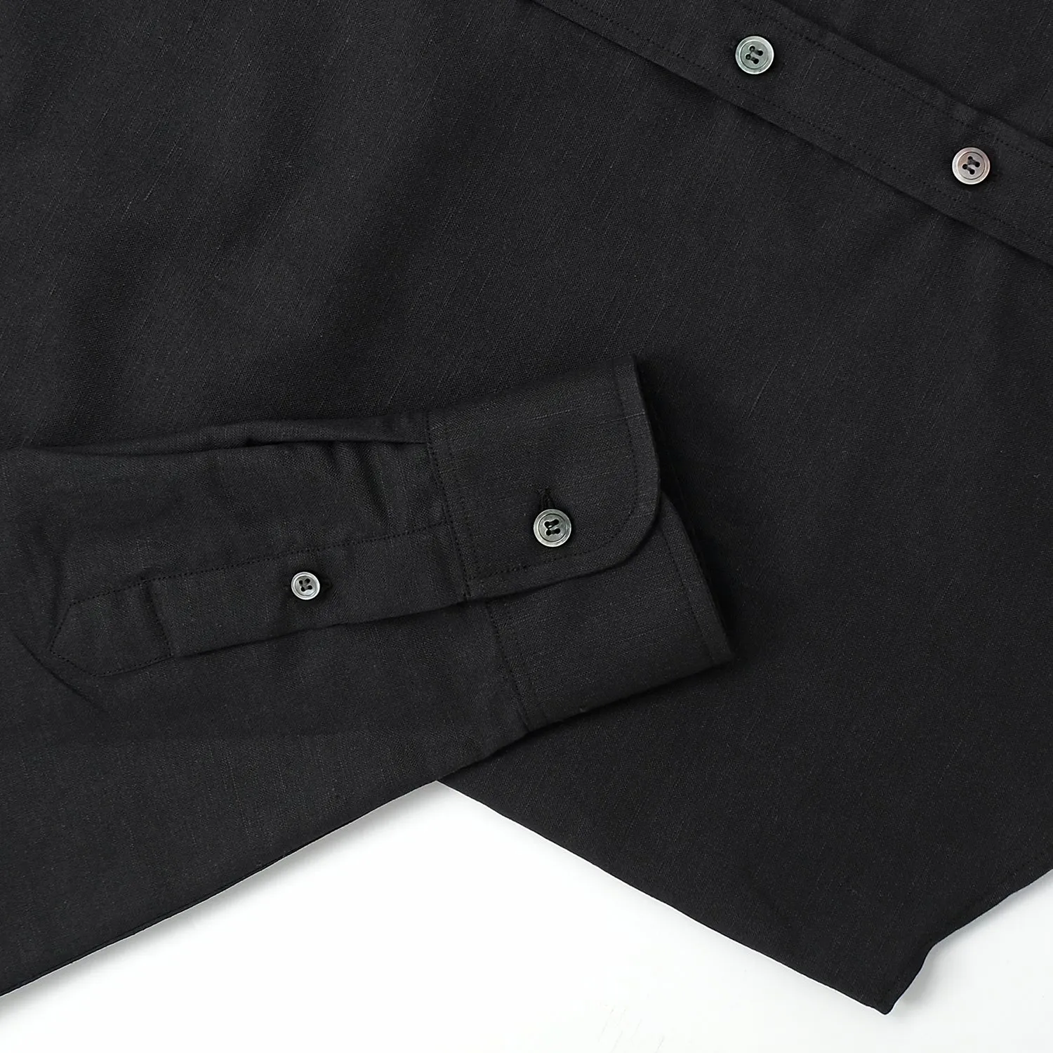 Black Linen Blend L/S Shirt