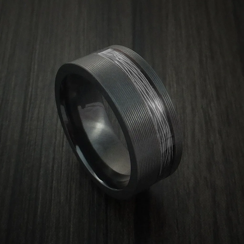 Black Zirconium and Wire Men's Ring Custom Made Choose your Color