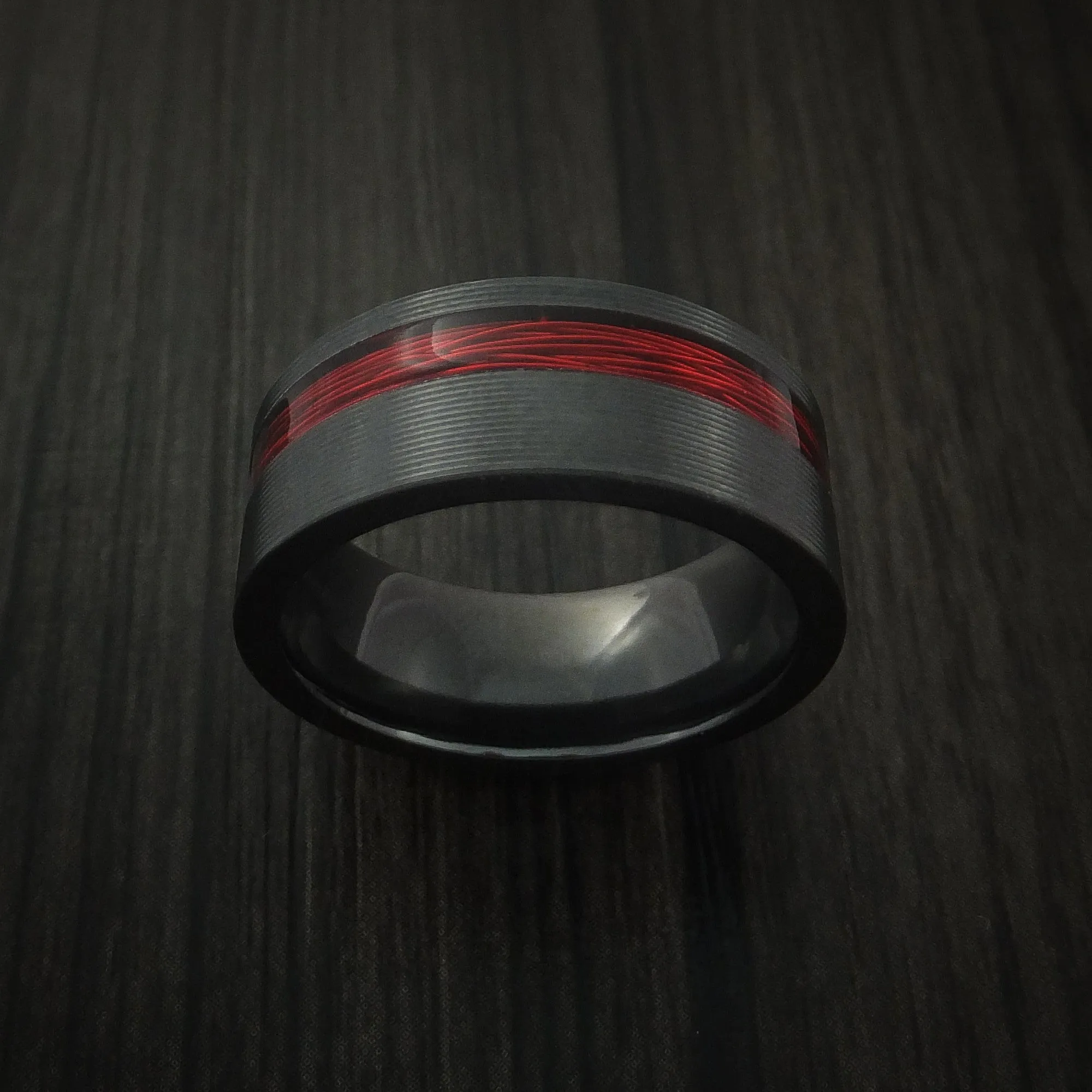 Black Zirconium and Wire Men's Ring Custom Made Choose your Color