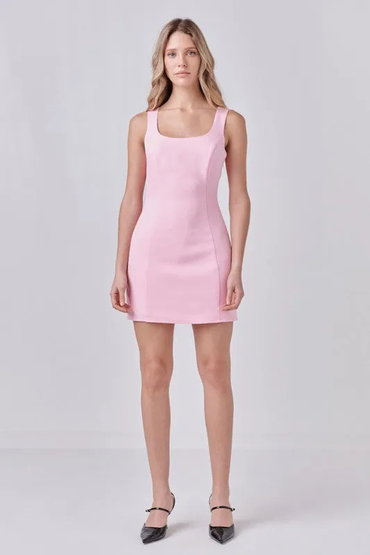 Bow Fitted Mini Dress - Pink