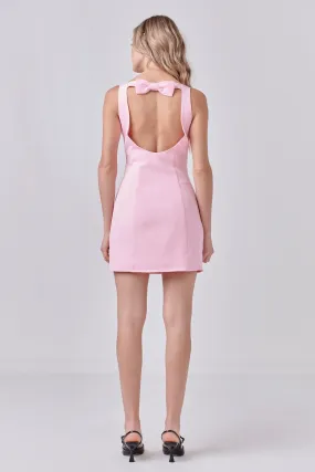 Bow Fitted Mini Dress - Pink