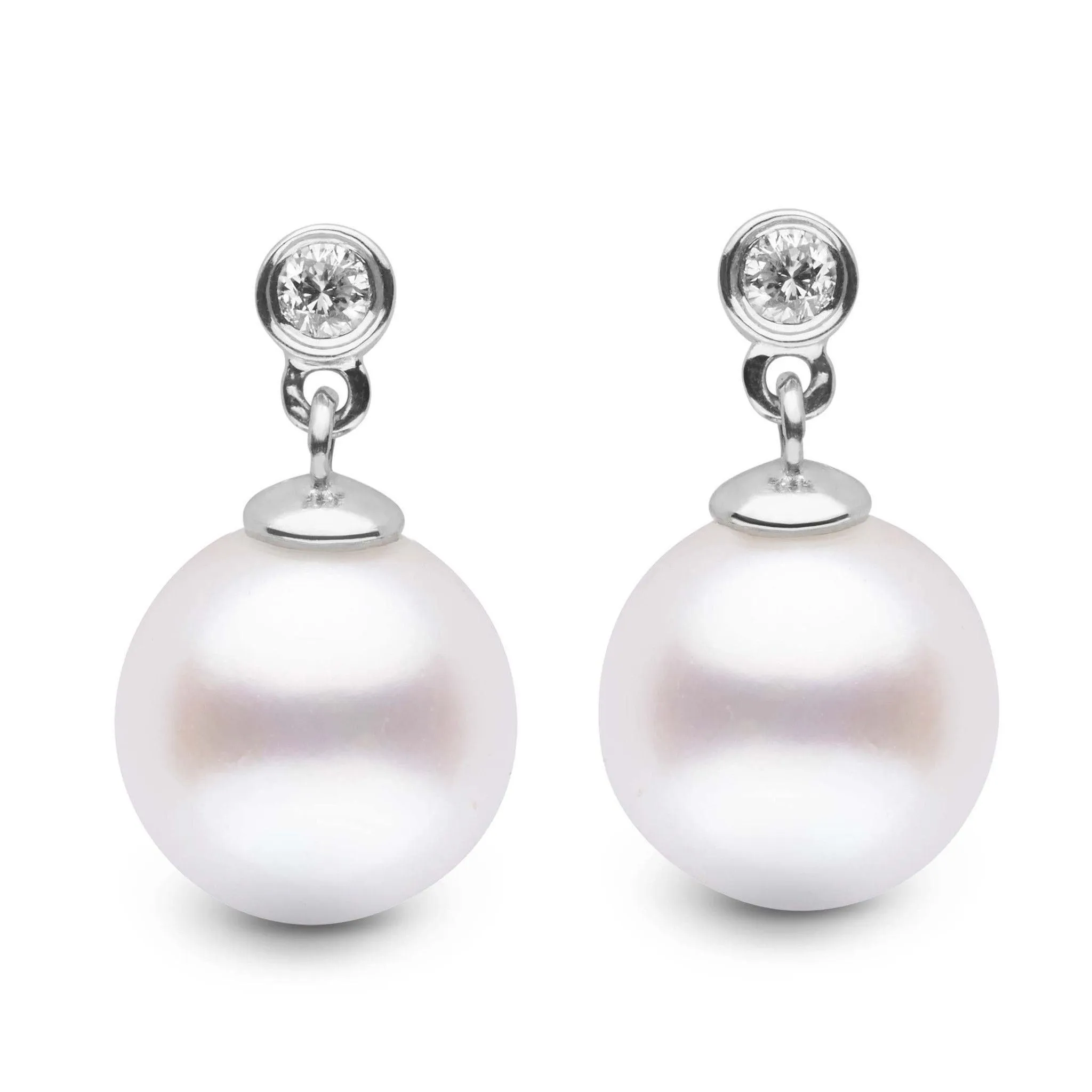 Brilliant Collection White Freshadama 9.0-10.0 mm Pearl & Diamond Earrings