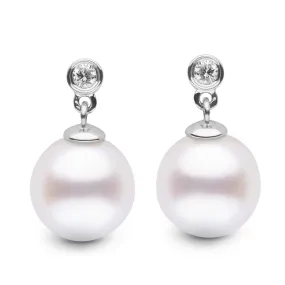 Brilliant Collection White Freshadama 9.0-10.0 mm Pearl & Diamond Earrings