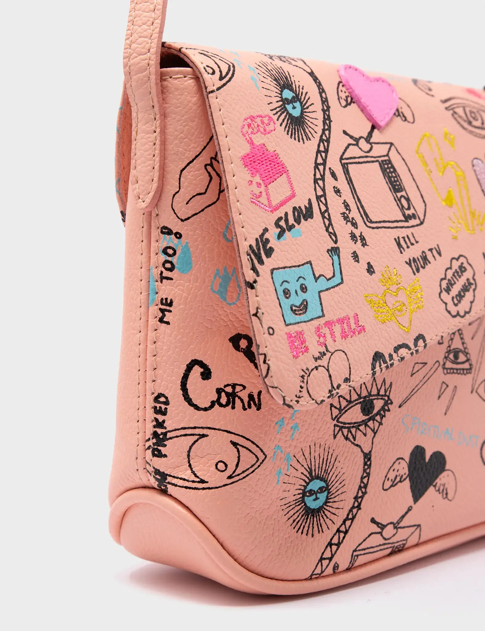 Bruno Mini Crossbody Rosa Leather Bag - Urban Doodles Design