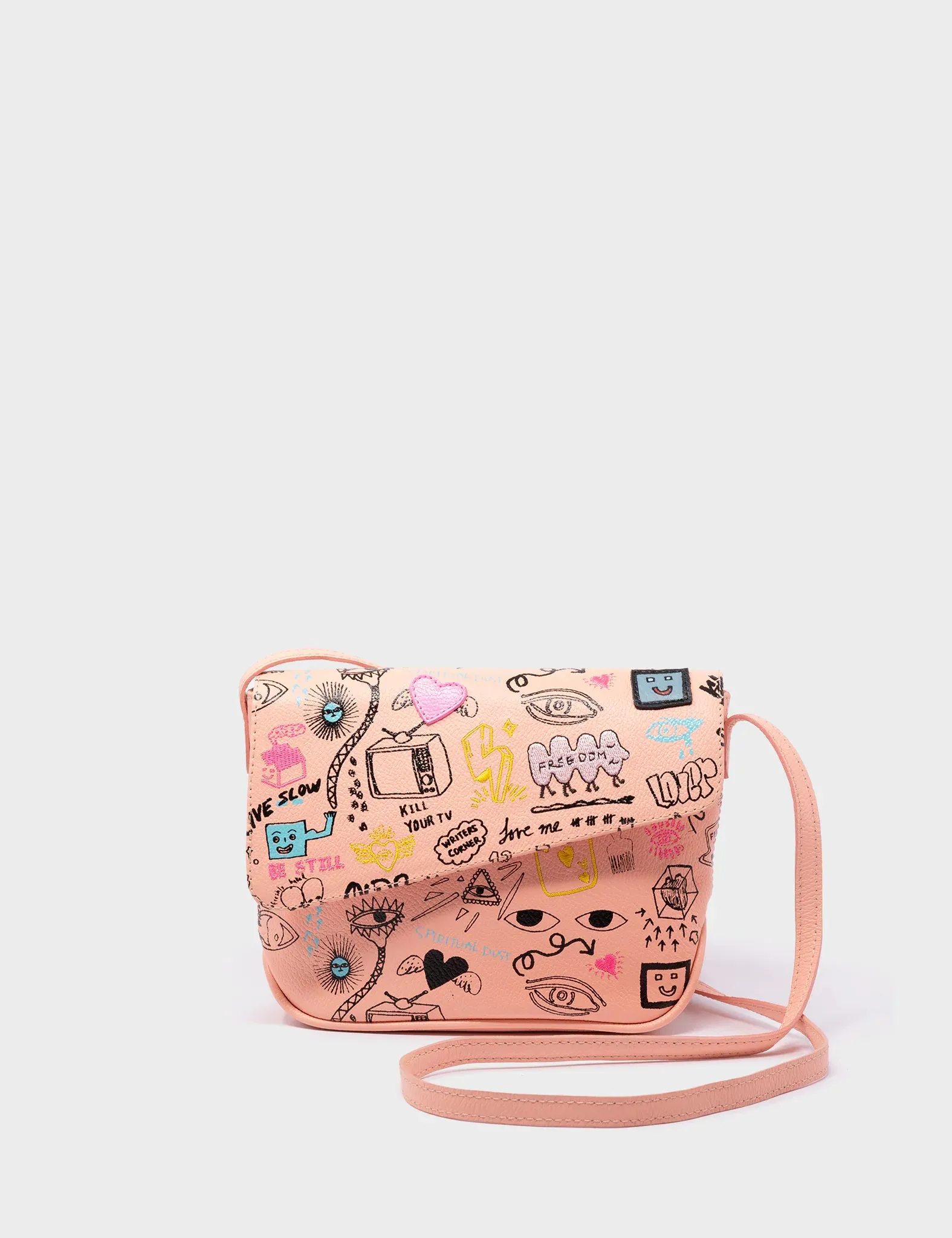 Bruno Mini Crossbody Rosa Leather Bag - Urban Doodles Design