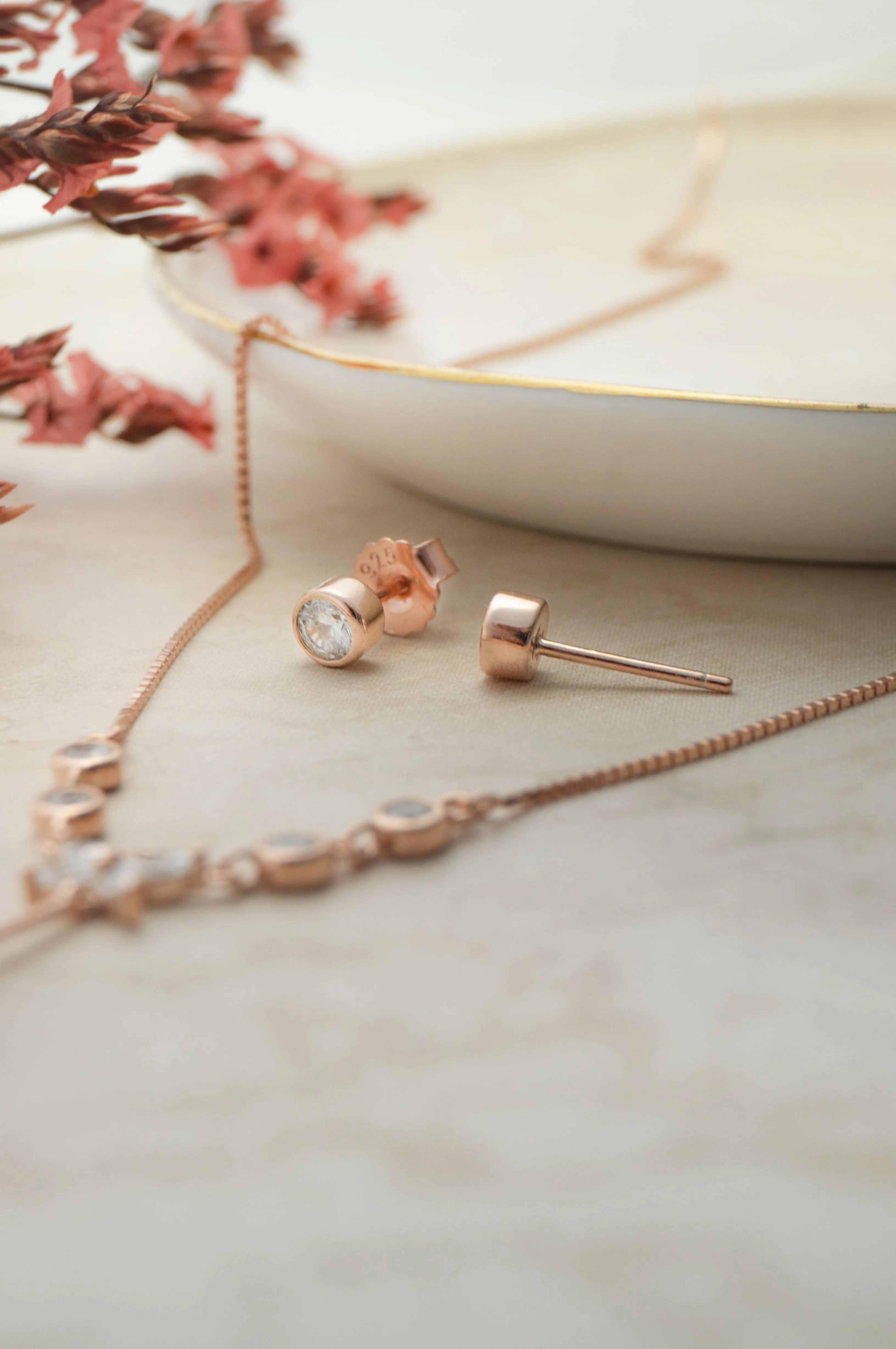 Butterfly Paradise Rose Gold Plated Sterling Silver Necklace Set