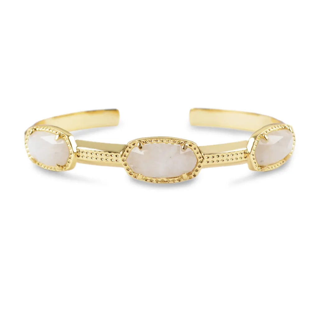 Camellia Gemstone Cuff Bangle