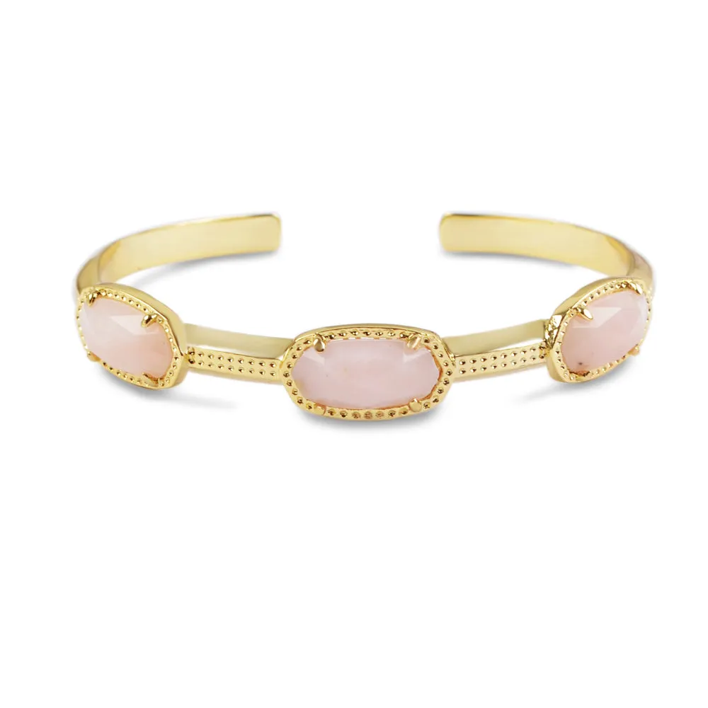 Camellia Gemstone Cuff Bangle