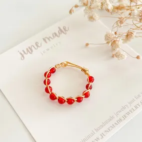 Carnelian Braided Wire Ring