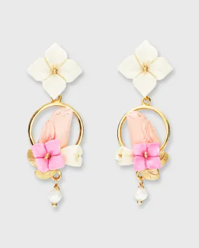 Chick Earrings in Gold/White/Bubble Pink