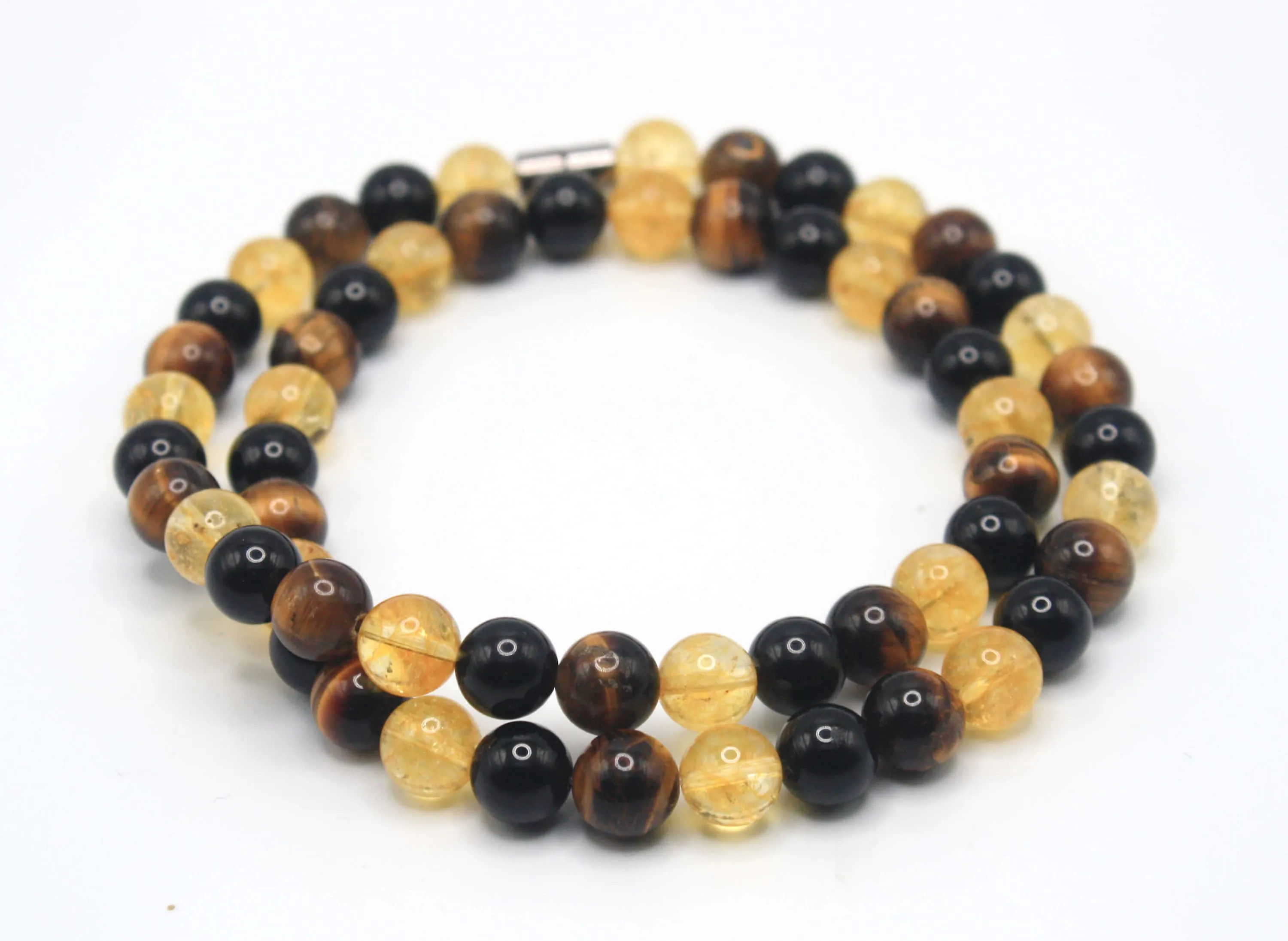 Citrine - Tiger Eye - Onyx Necklace